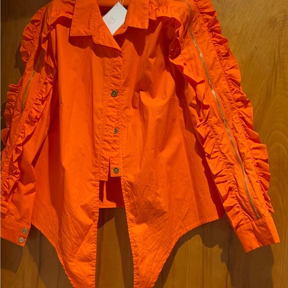 Orange tie up shirt - Picture 1 of 7